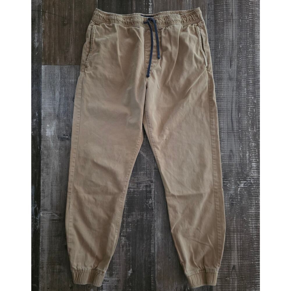 American Eagle Beige Twill Joggers With Drawstring Men's Medium